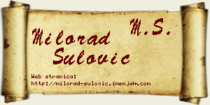 Milorad Šulović vizit kartica